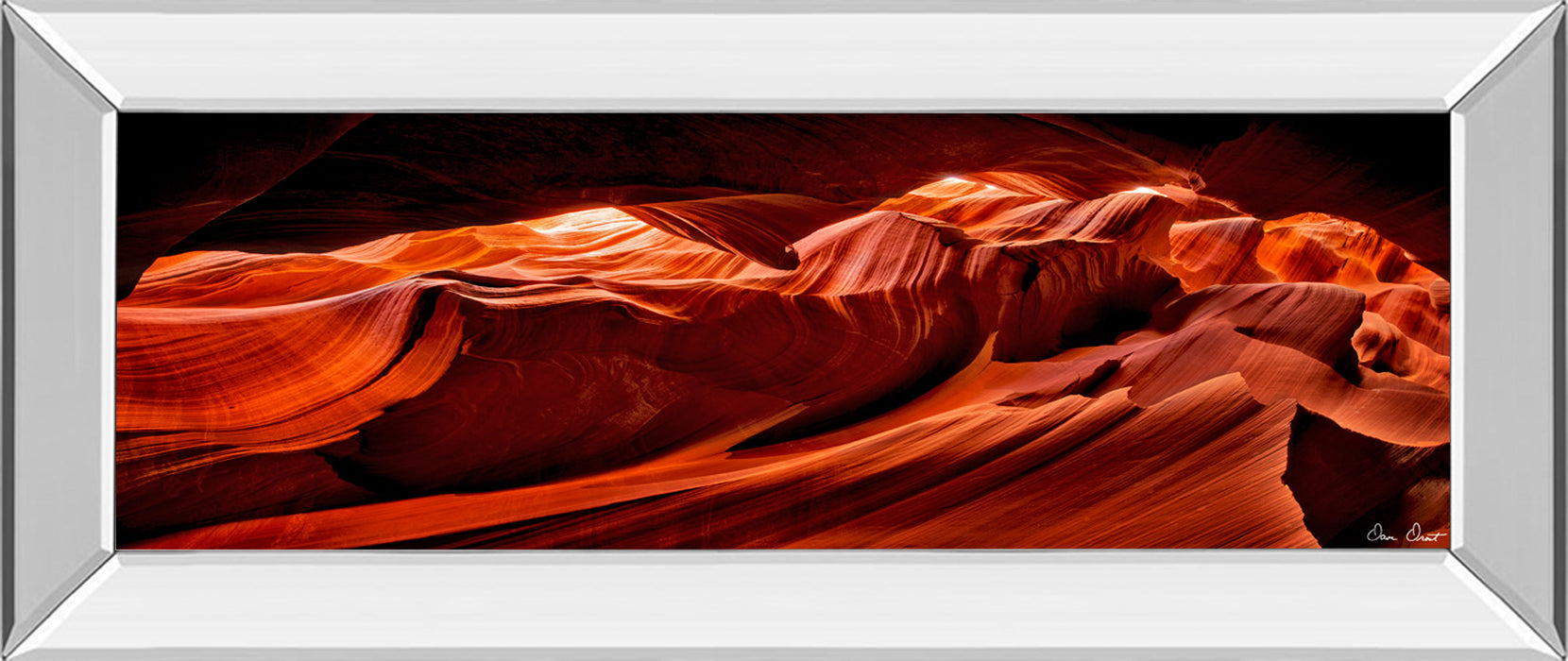 Sun Shining Through Canyon VIIl By David Drost - Mirror Framed Print Wall Art - Orange