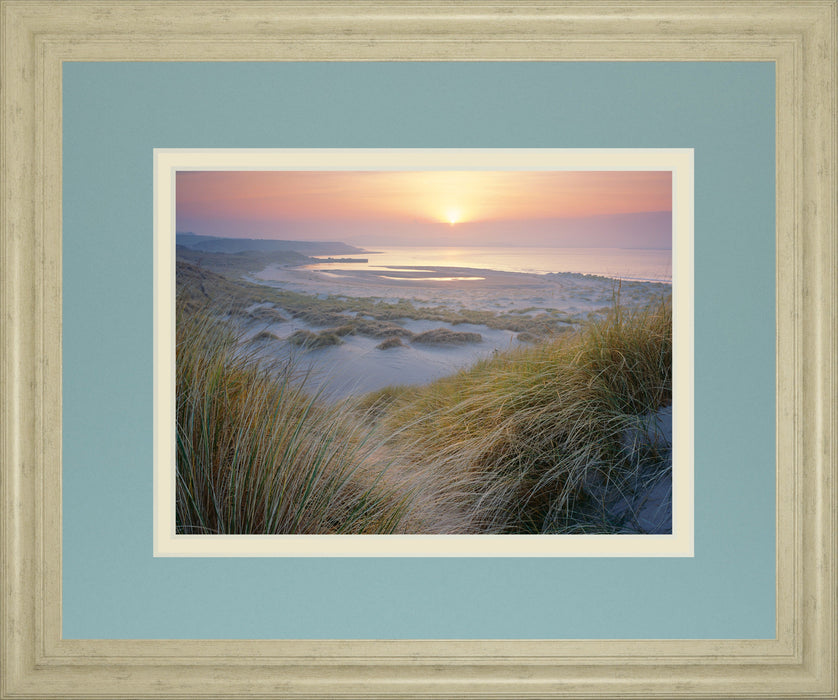 Budle, Misty Sunset By Joe Cornish - Framed Print Wall Art - Green