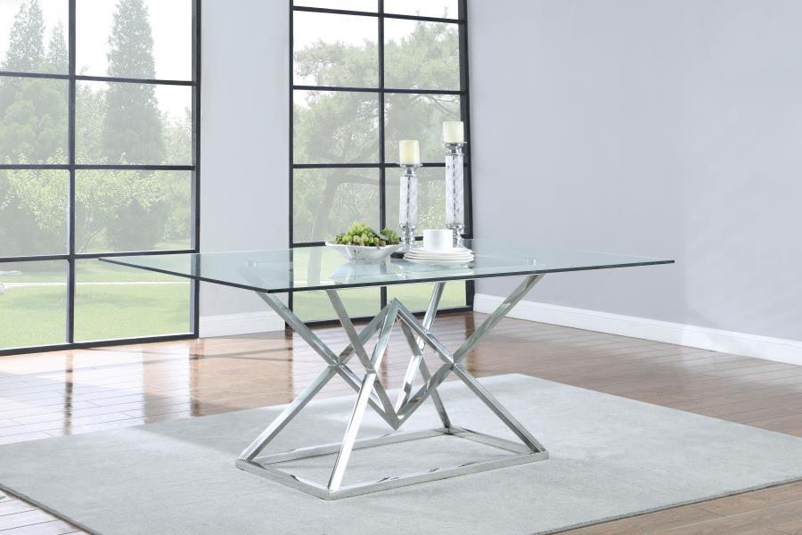 Beaufort - Rectangle Glass Top Dining Table - Chrome