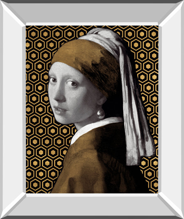Gilded Earring (After Jan Vermeer) By Eccentric Accents - Mirror Framed Print Wall Art - Dark Brown