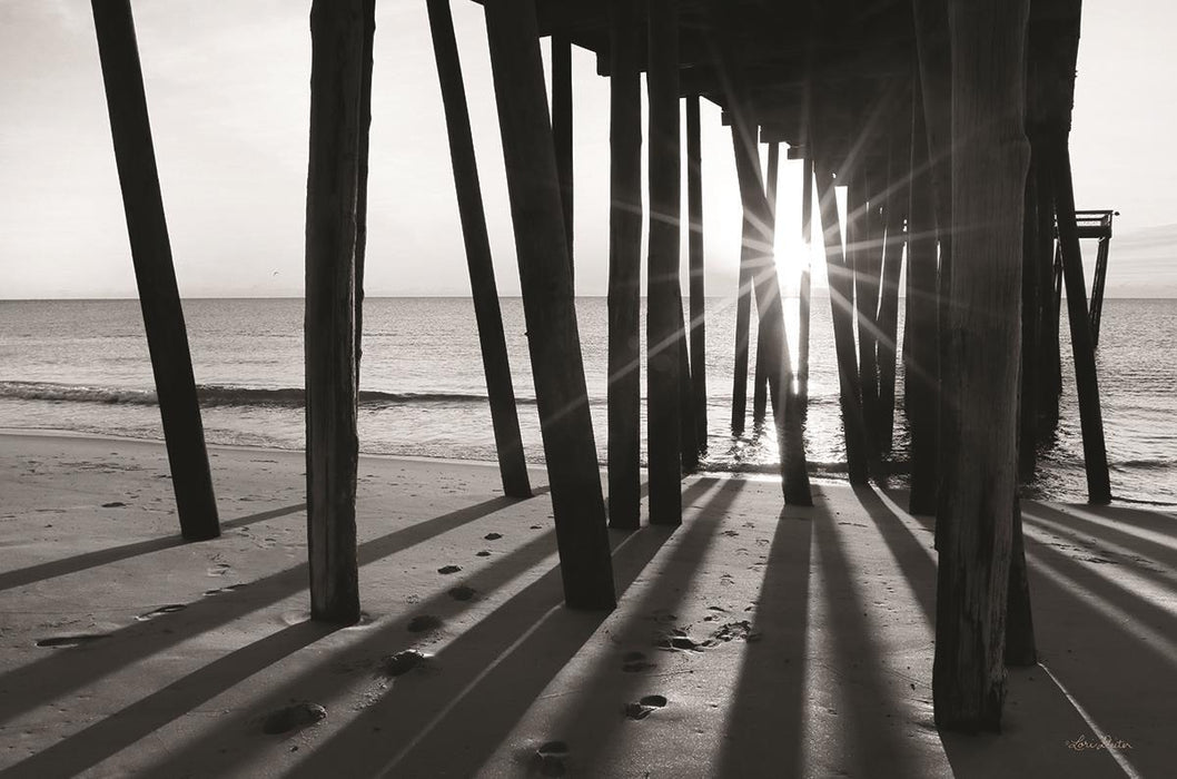 Framed - Sunrise At The Pier By Lori Deiter - Dark Gray