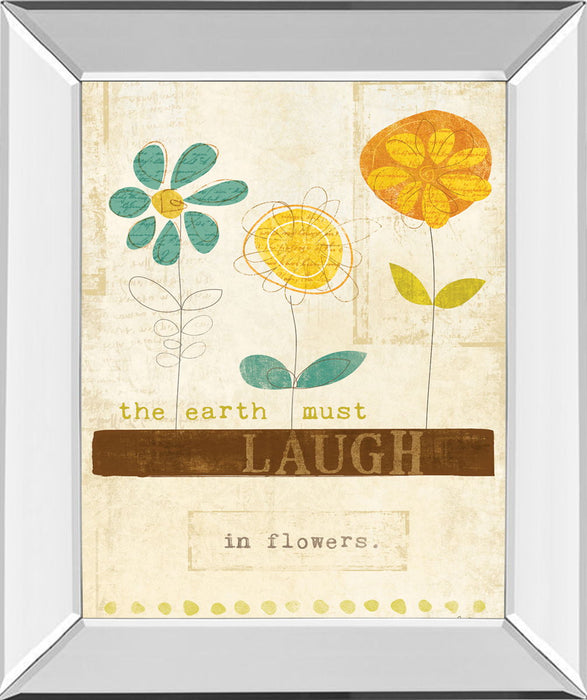 Laugh In Flowers By Mollie B - Mirror Framed Print Wall Art - Orange