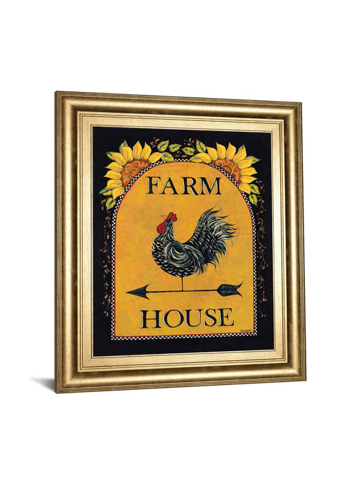 Sunny Farmhouse By Lisa Hillker - Framed Print Wall Art - Orange