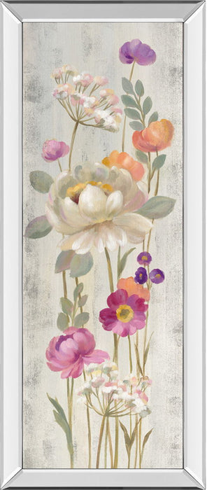 Retro Floral II By Silvia Vassileva - Mirrored Frame Wall Art - Light Gray