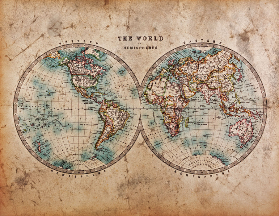 World Map - Wall Art - Light Brown