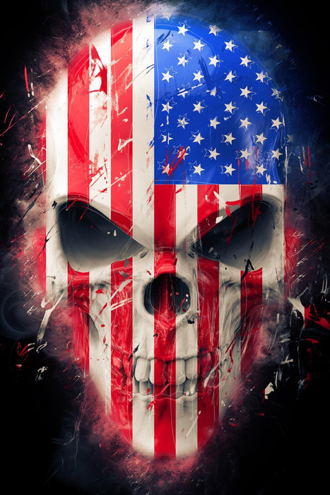 Tempered Glass With Foil - American Skull - Red