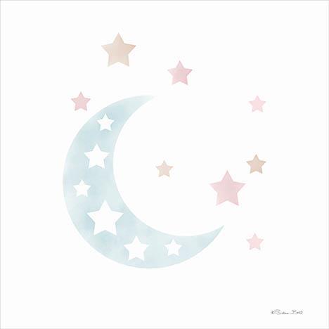 Watercolor Moon By Susan Ball (Framed) (Small) - Light Blue