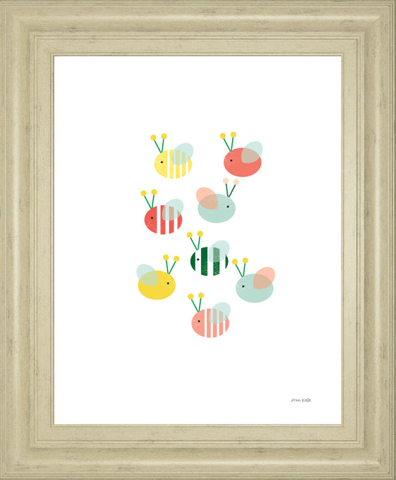 Bumblebee Friends By Ann Kelle - Framed Print Wall Art - White