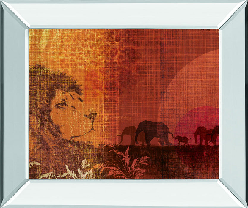 Safari Sunset II By Venter, T. - Mirror Framed Print Wall Art - Orange