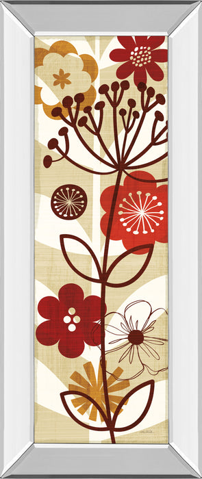 Floral Pop Panel Il By Mo Mullan - Mirror Framed Print Wall Art - Red