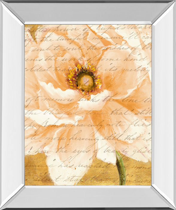 Beautiful Cream Peonies Script I By Patricia Pinto - Mirror Framed Print Wall Art - Gold