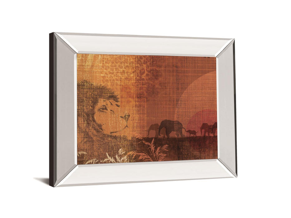 Safari Sunset II By Venter, T. - Mirror Framed Print Wall Art - Orange