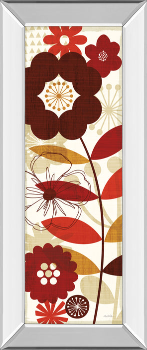 Floral Pop Panel I By Mo Mullan - Mirror Framed Print Wall Art - Red