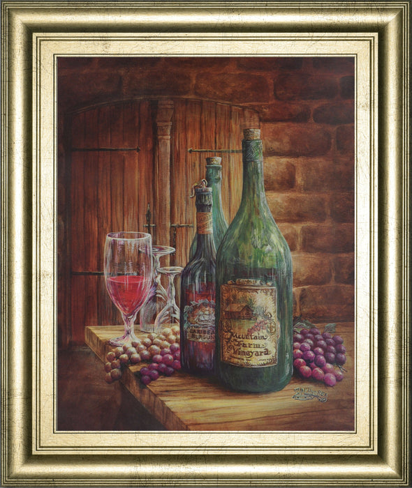 Vintage Wine Ill - Framed Print Wall Art - Dark Brown