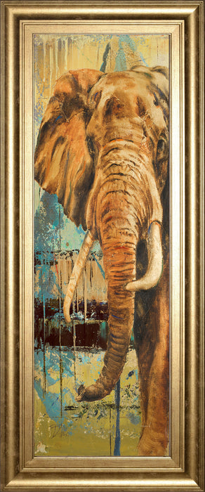 New Safari On Teal Il By Patricia Pinto - Framed Print Wall Art - Dark Brown