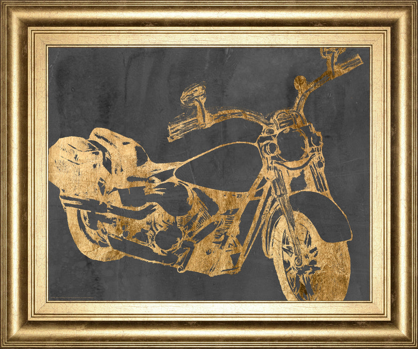 Motorcycle Bling I By Jennifer Goldberger - Framed Print Wall Art - Gold