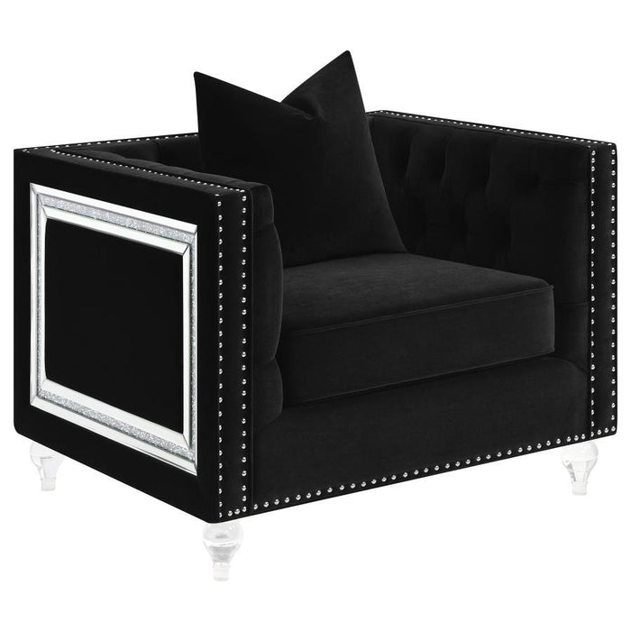 Delilah - Upholstered Tufted Tuxedo Arm Chair - Black