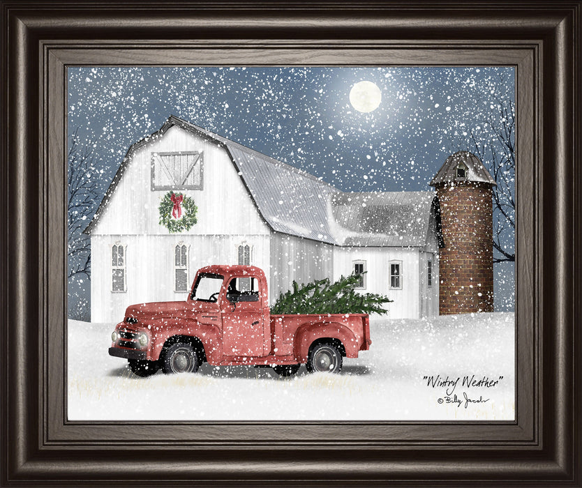 Wintry Weather By Billy Jacobs - Framed Print Wall Art - White