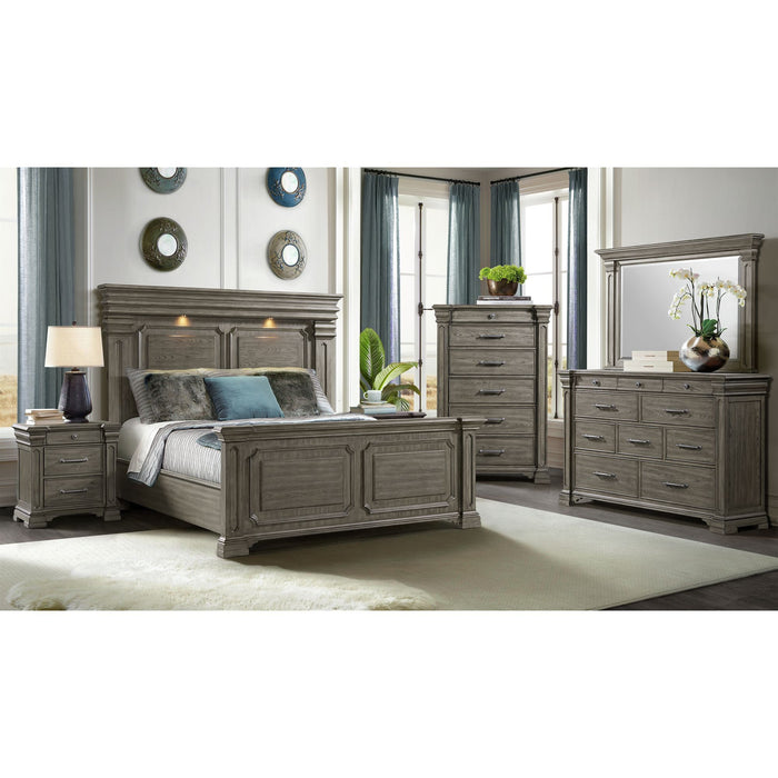 Kings Court - 3-Drawer Nightstand (Sliding Top) - Gray