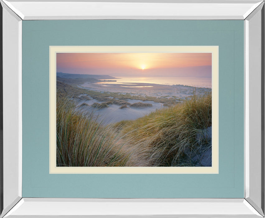Budle, Misty Sunset By Joe Cornish - Mirror Framed Print Wall Art - Green