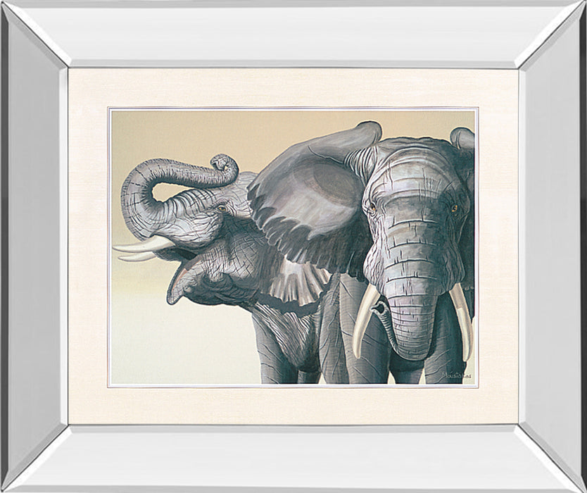 Elephant By Peter Moustakas - Mirror Framed Print Wall Art - Dark Gray