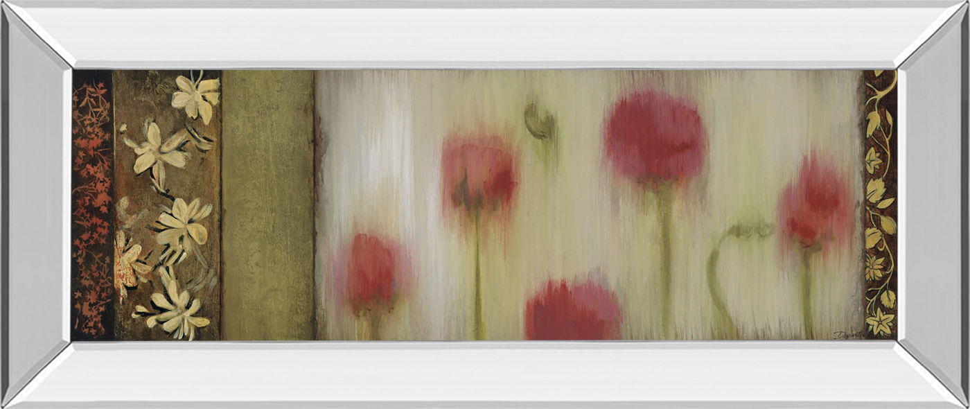 Rain Flower Il By Dysart - Mirror Framed Print Wall Art - Red