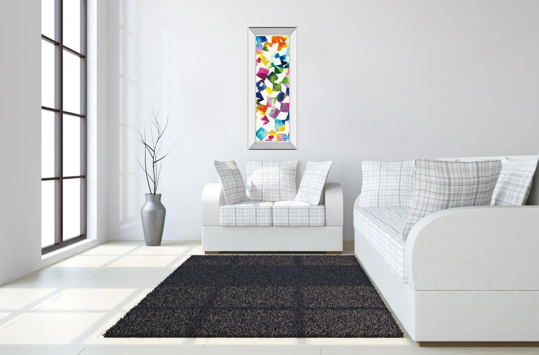 Colorful Cubes Il By Wild Apple Portfolio - Mirror Framed Print Wall Art - Blue