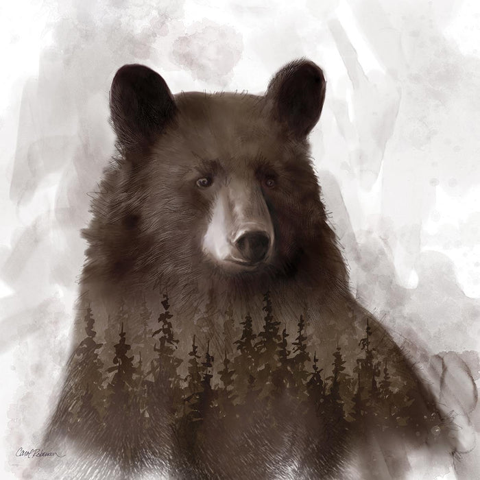 Forest Bear By Carol Robinson (Framed) - Dark Brown