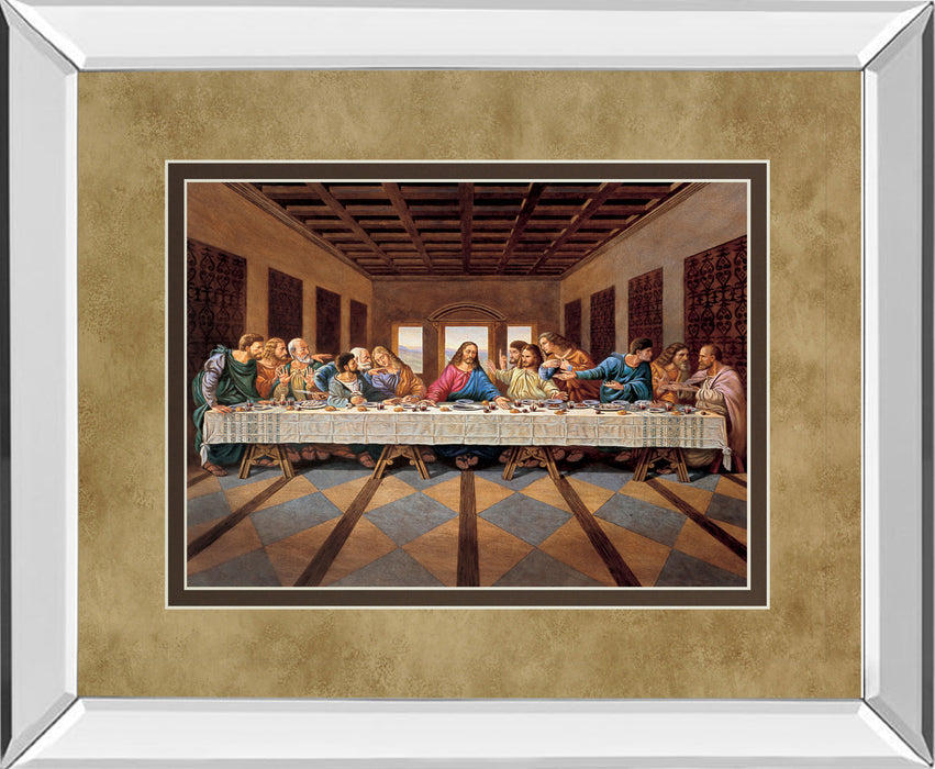 Last Supper - Mirror Framed Print Wall Art - Dark Brown