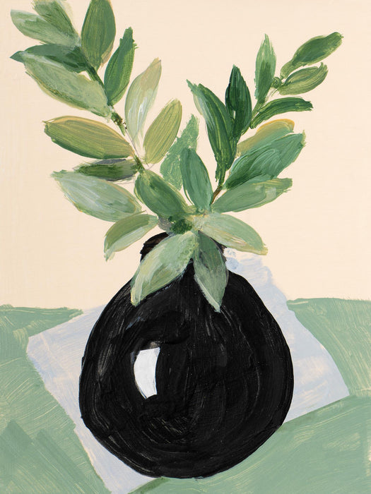 Little Plants In Black Vase III By Lanie Loreth (Small) - Dark Green