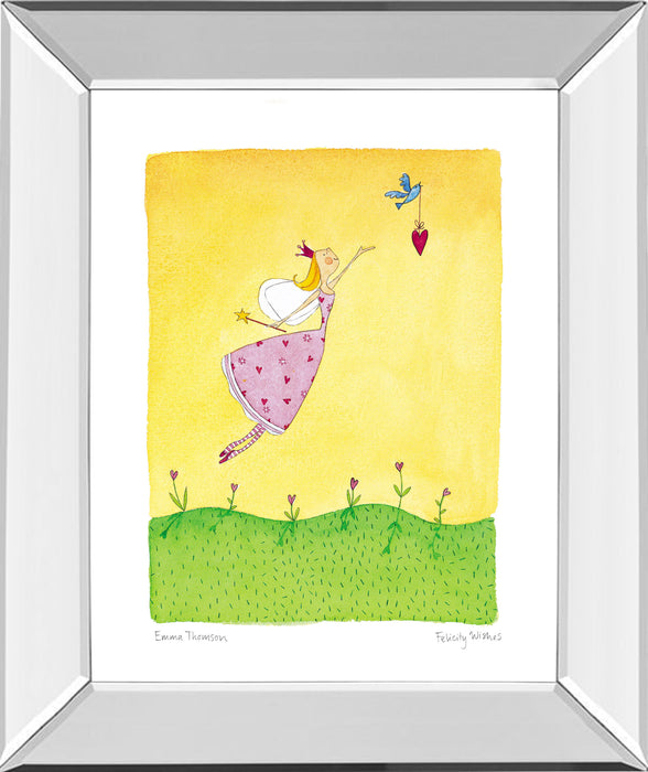 Felicity Wishes Il By Emma Thomson - Mirror Framed Print Wall Art - Yellow