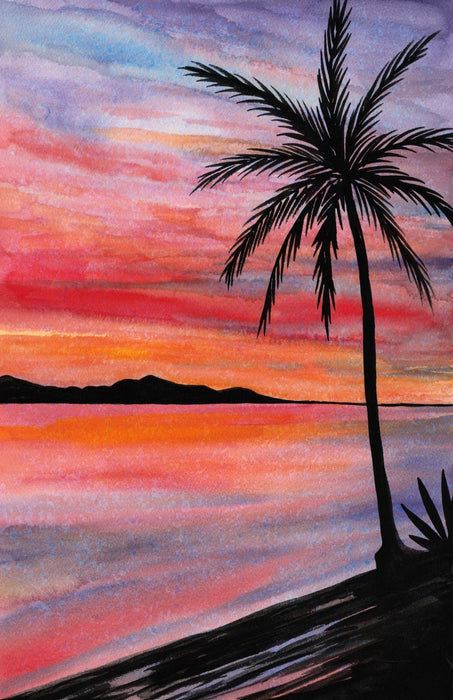 Framed Small - Sunset Beach I By Nicholas Biscardi - Orange
