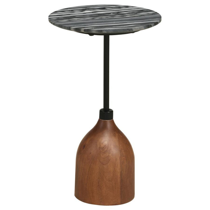 Ophelia - Round Marble Top Side Table - Black