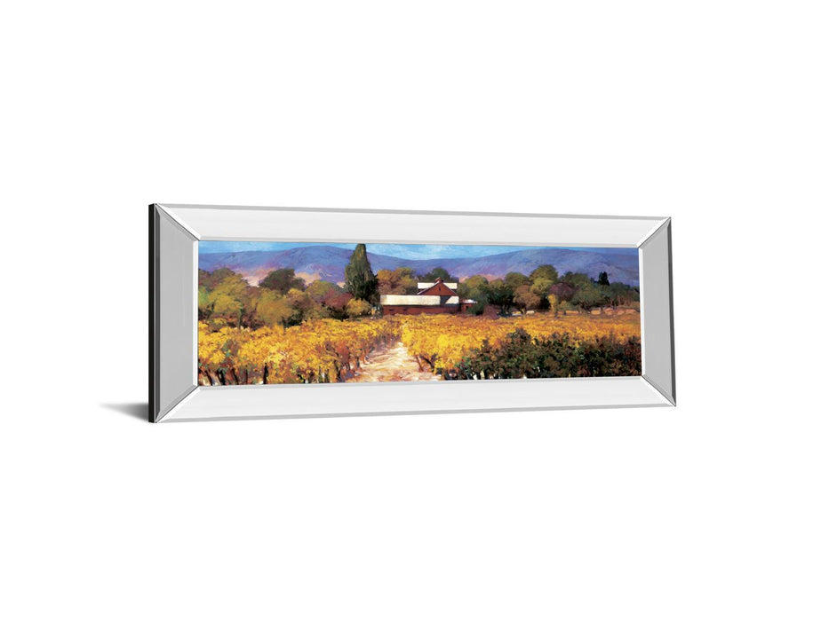 Vineyard Afternon By Craig P. - Mirrored Frame Wall Art - Yellow