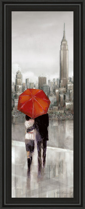 New York Stroll By Ruanne Manning - Framed Print Wall Art - Red