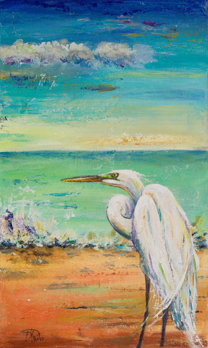 49x64 Framed - Great Egret II By Patricia Pinto - Blue