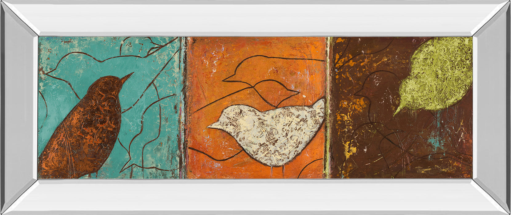 Lovely Birds I By Patricia Pinto - Mirror Framed Print Wall Art - Dark Brown