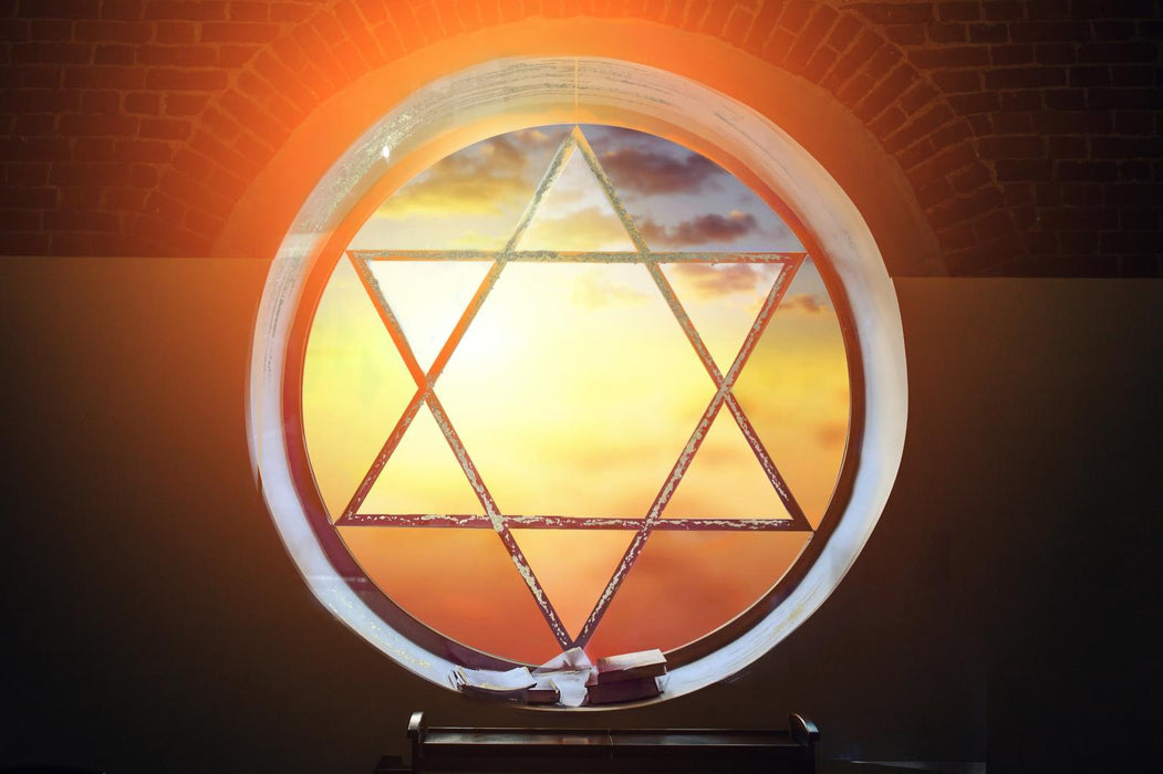 Tempered Glass With Foil - Star Of David - Orange