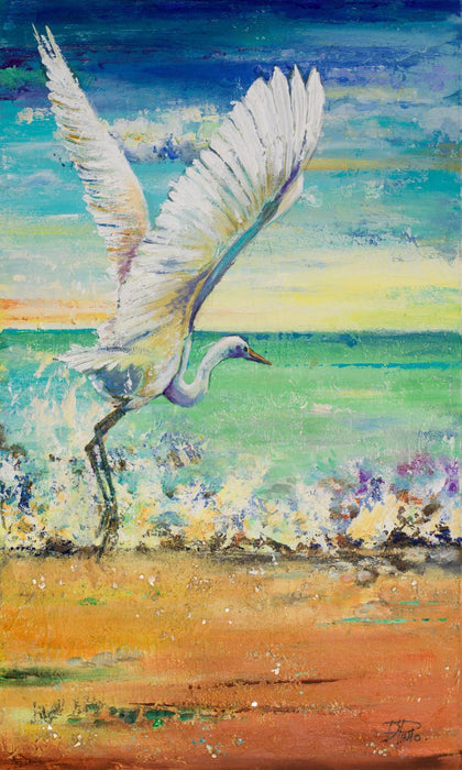30x40 Small - Great Egret I By Patricia Pinto - Blue