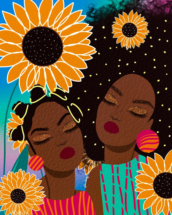 Sunflower Women By Lorintheory (Framed) - Orange