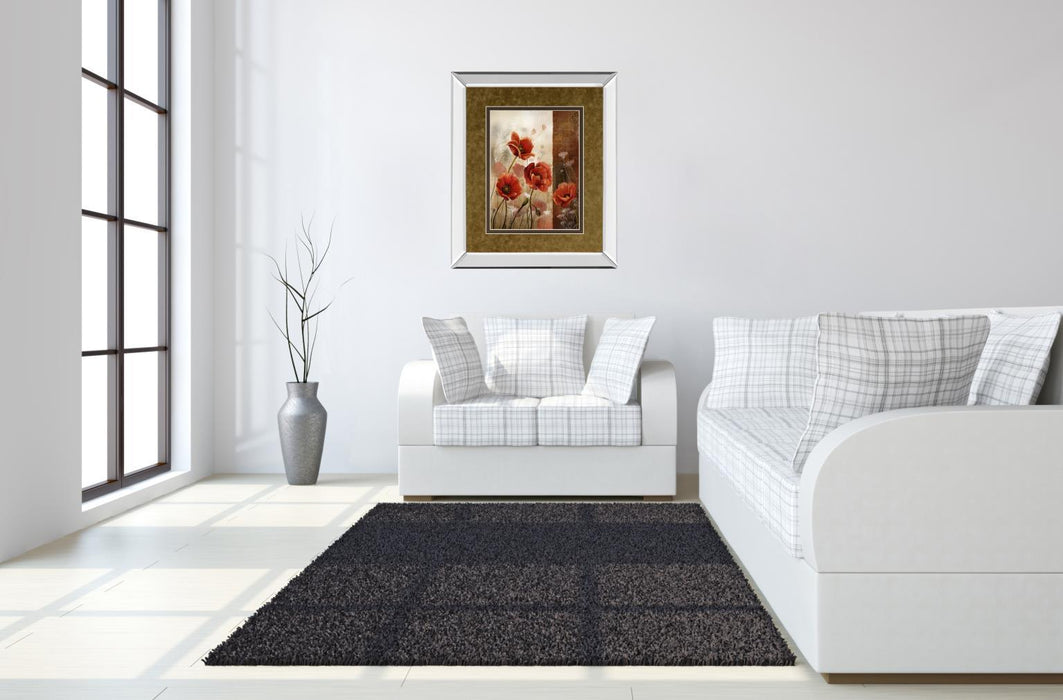 Wild Poppies Il By Conrad Knutsen - Mirror Framed Print Wall Art - Red