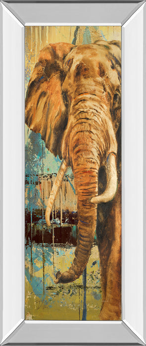 New Safari On Teal Il By Patricia Pinto - Mirror Framed Print Wall Art - Dark Brown