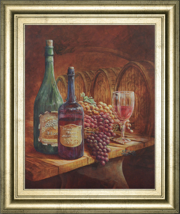 Vintage Wine IV - Framed Print Wall Art - Dark Brown