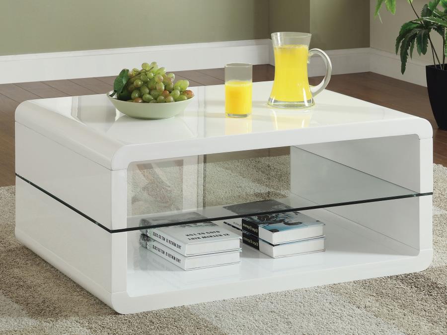 Elana - Rectangle 2-Shelf - Coffee Table - Glossy White