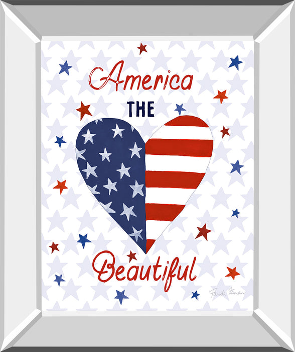 America The Beautiful II By Farida Zaman - Mirror Framed Print Wall Art - White
