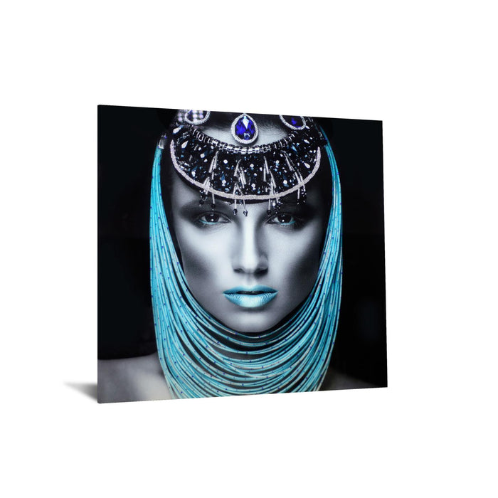 Temp Glass With Foil & Rhinestones - Lady Pharaoh - Blue