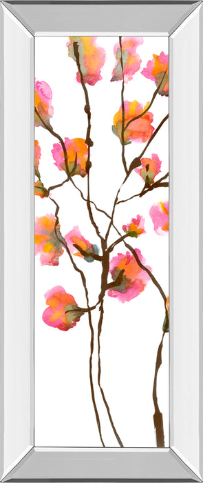 Inky Blossoms I By Deborah Velasquez - Mirror Framed Print Wall Art - Pink
