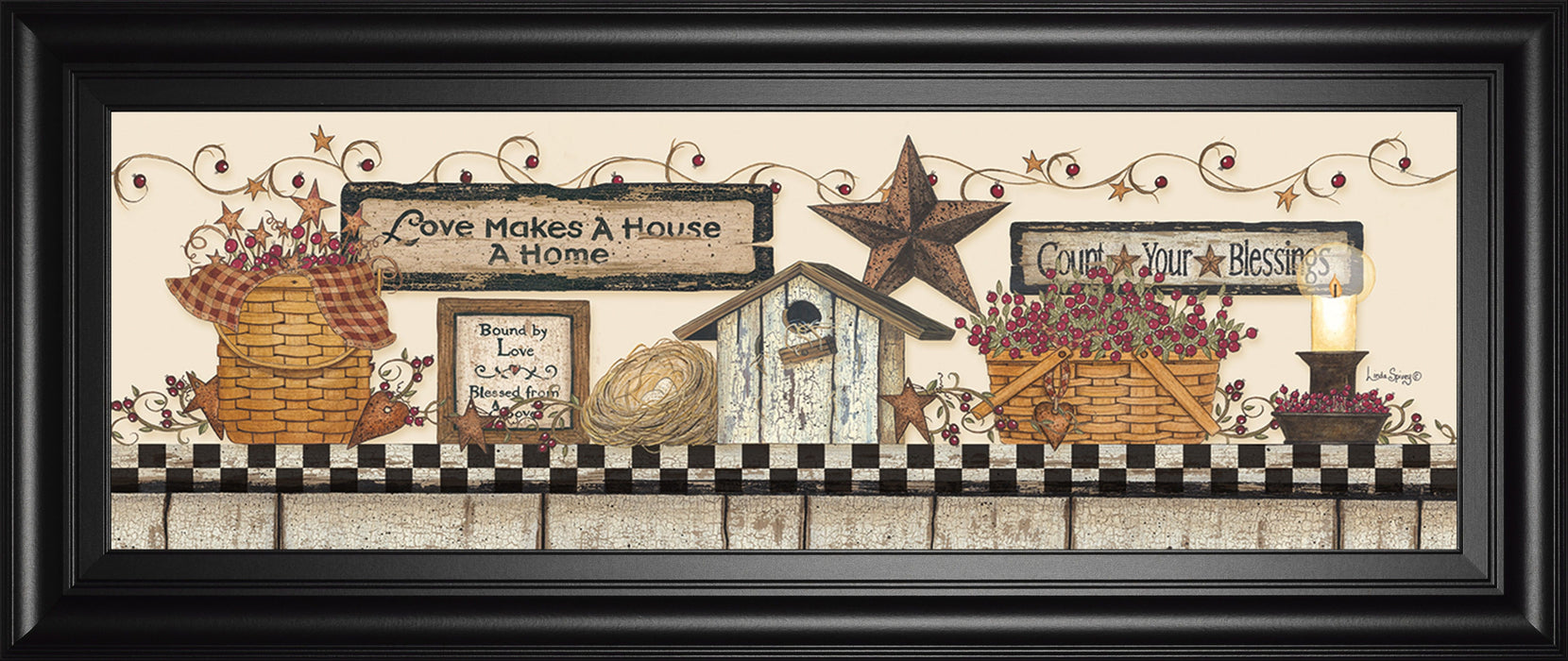 Love Makes A House A Home By Linda Spivey - Framed Print Wall Art - Beige