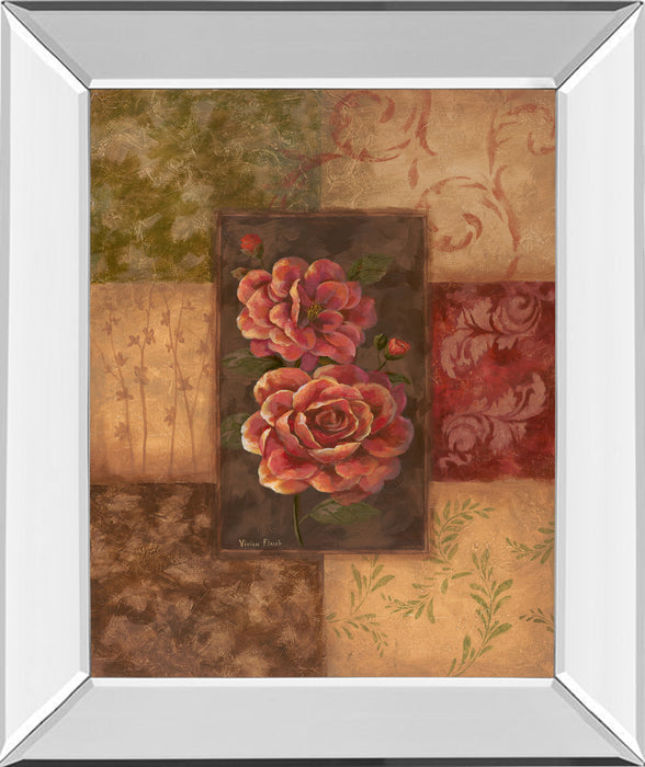 Camellias On Chocolate By Vivian Flasch - Mirror Framed Print Wall Art - Red