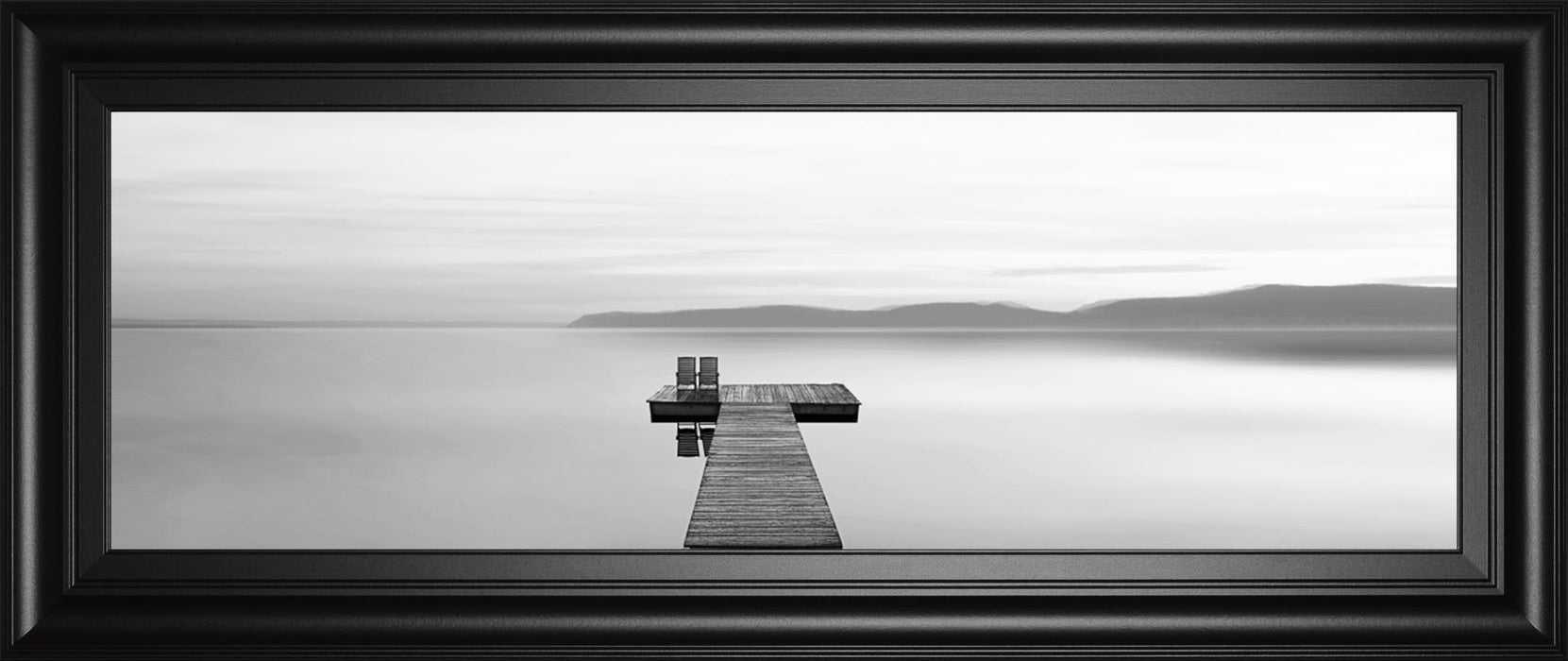 18x42 Black & White Water Panel XII By James McLoughlin - Dark Gray